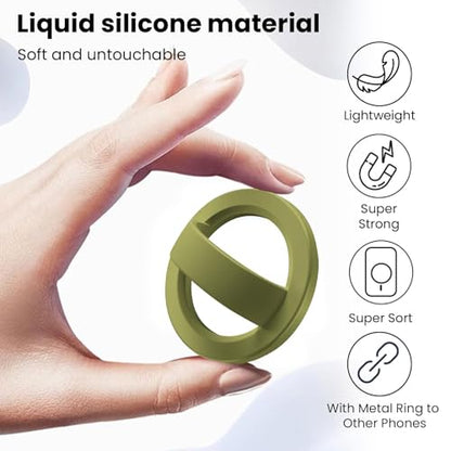 Magnetic Silicone Ring Grip Phone Holder, Loop Grip Phone Holder,Magnetic Phone Loop,Magsafe Phone Grip,Compatible with Magsafe for iPhone 16/15/14/13/12 Series (Wasabi Green) - color: Wasabi Green