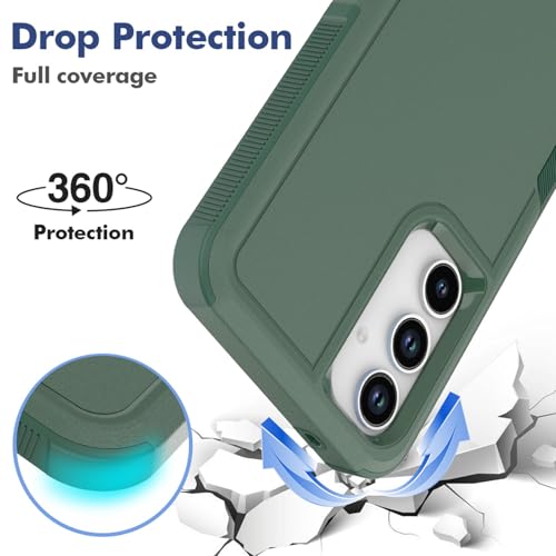 for Samsung Galaxy A35 5G Case: Dual Layer Protective Heavy Duty Cell Phone Cover Shockproof Rugged with Screen Protector - Military Protection Bumper Tough - Samsung Galaxy A35 5G 2024, Dark Green - color: Dark Green (PC) + Dark Green (TPU)