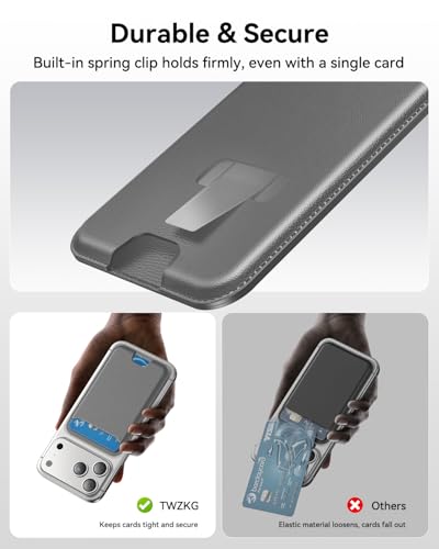 TWZKG for MagSafe Wallet, 3 Cards Holder, Slim Magnetic Phone Wallet for iPhone 17/16/15/14/13/12 Pro Max Plus Air Series,RFID Blocking Vegan Leather,Titanium Grey - color: Titanium Grey