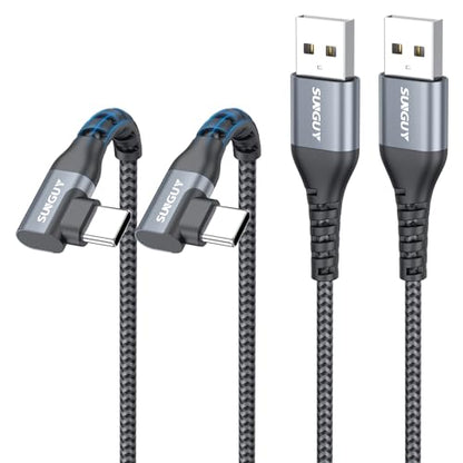 SUNGUY Right Angle USB C Cable 1FT, Short USB C Cable Fast Charging [2Pack] - size: 1FT