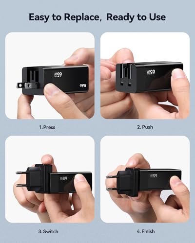 Ruko 65W USB C Travel Charger Kit, 3-Port GaN Fast Charger - size: Travel Charger Kit