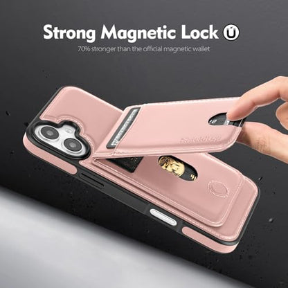 Shieldtop Compatible with MagSafe iPhone 16 Wallet Case,Rose Gold | 2 in 1 Detachable Magnetic,Credit Card Holder Slots,RFID Blocking,PU Leather,Kickstand,Flip Folio Phone Cover for Men & Women - color: Rose Gold, size: iPhone 16 6.1"