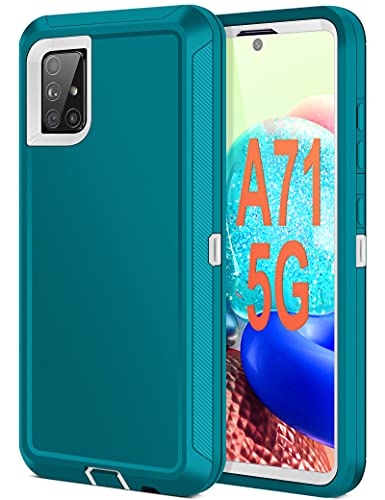 Jelanry for Samsung Galaxy A71 5G Case Heavy Duty Rugged Cover - Mint/White | Dual-Layer Protective Hard Back Cover with Anti-Dust Scratch Raised Screen/Camera Lips Drop Protection for Outdoor Daily Use - color: Turquoise