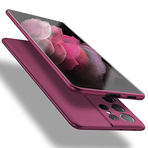 X-level for Samsung Galaxy S21 Ultra Case Slim Fit Soft TPU Super Ultra-Thin [Guardian Series] Phone Back Cover Light Protective Matte Finish Coating Cases Compatible with Galaxy S21 Ultra,WineRed - color: Wine red(Camera Updated)