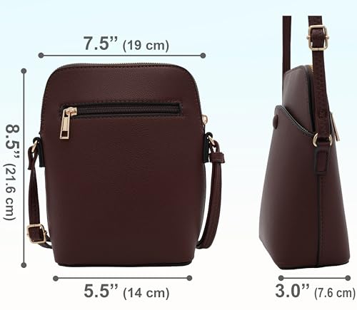Small Crossbody Bag with Gold Hardware, Mini Shoulder Purse with Adjustable Strap - color: Coffee