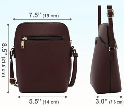 Small Crossbody Bag with Gold Hardware, Mini Shoulder Purse with Adjustable Strap - color: Coffee