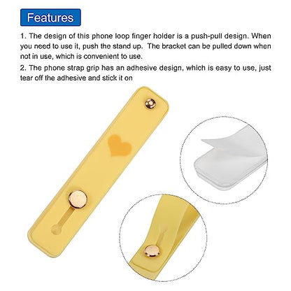 MECCANIXITY 2 Pcs Phone Loop Finger Holder Silicone Phone Strap Grip Holder Cell Phone Grip Stand for Most Smartphones Light Yellow,Clear - color: Light Yellow,Clear