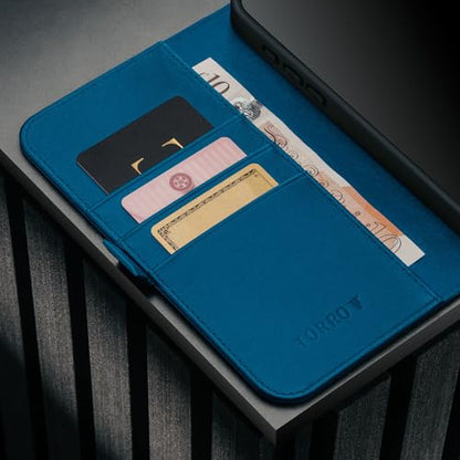 TORRO Leather Case Compatible with iPhone 17 Pro 6.3" 2025 - Premium Leather Wallet Flip Case with Kickstand and Card Slots (Compatible with Official MagSafe Chargers) - Blue - color: Blue, size: iPhone 17 Pro