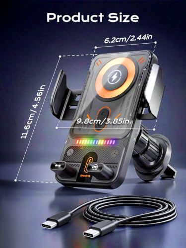Phone Holders 15W Wireless Car Charger Smart Screen Rotation - color: Sliver