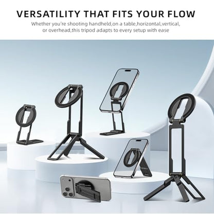 Ultra-Thin Magnetic Phone Tripod for iPhone 18 17 16 15 14 13 12, Black - color: Black