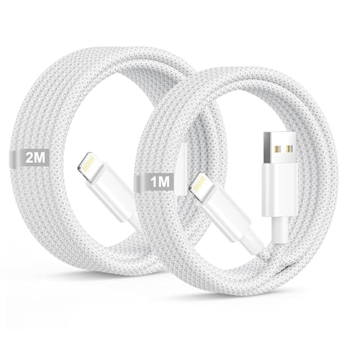 iPhone Charger Lightning Cable 3FT+6FT 2Pack,[Apple MFi Certified] USB A to Lightning Cable Nylon Braided iPhone Fast Charging Cable Cord for iPhone 14 13 12 11 Pro Max//XS/XR/8/7/6/5/SE,iPad,AirPods - size: 1M+2M