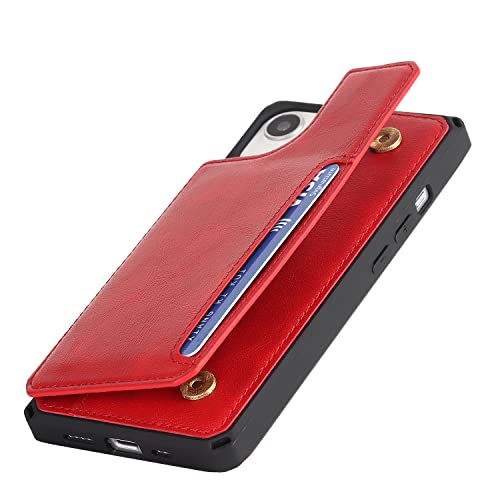 Cavor for iPhone 14 Wallet Case with Card Holder for Women, Red - color: B-Red