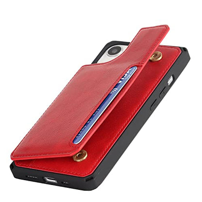 Cavor for iPhone 14 Wallet Case with Card Holder for Women, Red - color: B-Red