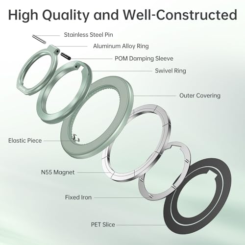 SYNCWIRE for MagSafe Phone Grip, Magnetic Phone Ring Holder - color: Light Green