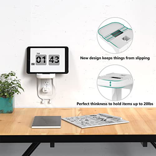 WALI Outlet Shelf Wall Holder, Fit for Duplex GFCI Decorative Outlet Shell A Space Saving for Smart Home, Speaker Mounts up to 20lbs with Cable Management (OSH002-W), White - size: Medium