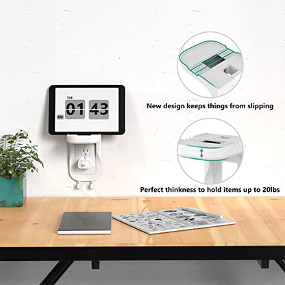 WALI Outlet Shelf Wall Holder, Fit for Duplex GFCI Decorative Outlet Shell A Space Saving for Smart Home, Speaker Mounts up to 20lbs with Cable Management (OSH002-W), White - size: Medium