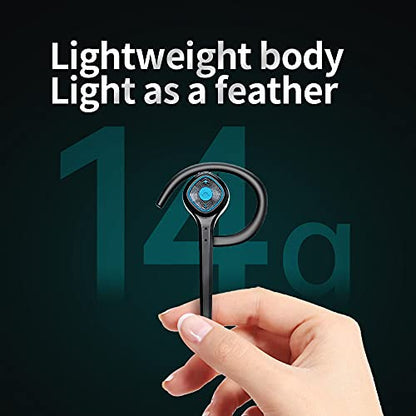 IHAO Wireless Bluetooth Earpiece Headphone Dual Noise Cancelling Mic Painless Open-Ear Handsfree Headset Stereo Sound Left/Right Changeable Earhook Earphones for Driving/Business/Gym - color: Single Ear Black