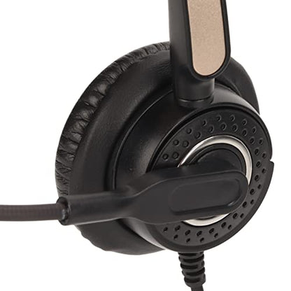Corded Telephone Headset with Noise Cancellation, Single Ear Headphone for Customer Service, Multimedia Teaching, Plug and Play, Comfortable, Clear Call Quality