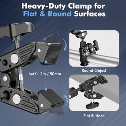 EMART 21" Magic Arm Clamp Kit with Super Clamp, 1/4" 3/8" Threads for ARRI, Flexible Camera Desk Mount, Adjustable Articulating Boom Arm for Webcam/Mic/Action Camera/Phone/Video Light - color: Super Clamp