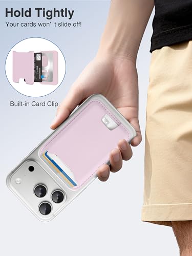TopMade for MagSafe Wallet, Strongest Magnetic Phone Wallet, 4 Cards Holder - color: Pink