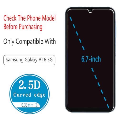 2+2 Pack Screen Protector for Samsung Galaxy A16 5G Tempered Glass - color: Samsung Galaxy A16 5G-Clear