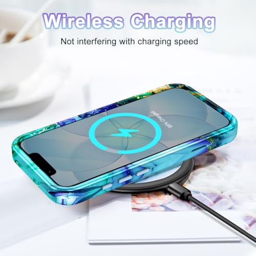 Btscase Compatible with iPhone 17e Case 6.1 Inch 2026,Marble Pattern 3 in 1 Heavy Duty Shockproof Full Body Rugged Hard PC+Soft Silicone Drop Protective Women Girl Phone Cases, Cyan - color: Cyan, size: iPhone 17e