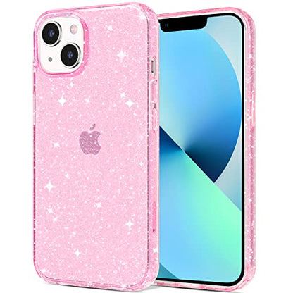 JJGoo Compatible with iPhone 13 Case, Glitter Soft TPU Shockproof Protective Bumper Cover, Sparkle Bling Sparkly Cute Slim Women Girls Phone Case for iPhone 13, 6.1inch, Pink Glitter - color: Pink Glitter
