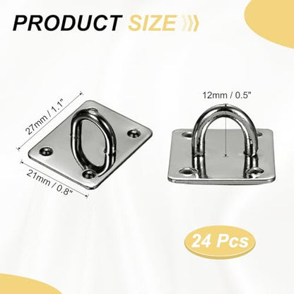 PATIKIL Metal Phone Charm Hook 1.1", 24Pcs Adhesive Square Shaped Phone Finger Grip Hook Smartphones Keychain Ring Charm Loop for DIY Tablet Case Accessories, Black - color: Black