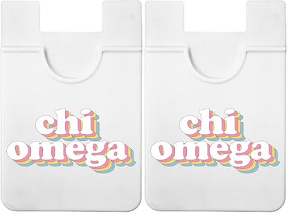 Sorority Shop Chi Omega Koala Pouch - Retro Design Card Holder for Phone Case- Phone Wallet Stick On - Ultra-Thin and Lightweight Phone Case Wallet - Holds Cards and Cash (Pack of 2) - size: 2.25"W x 3.25"L (Pack of 2)
