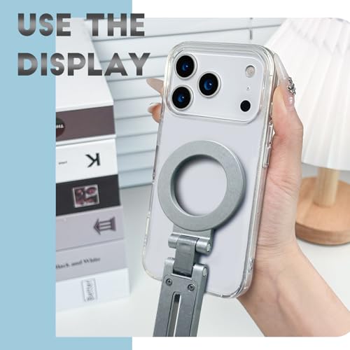 Compatible for Magsafe Phone Holder - Adjustable Foldable Phone Holder with Strong Magnets, Portable Travel Phone Bracket Compatible with iPhone 17/16/15/14/13/12 Pro Max, Smartphones (Silver) - color: Silver