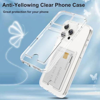 Gukalong Clear Wallet Case for iPhone 16 Pro with Credit Card Holder | Hard PC Heavy Duty Shockproof Protection Anti-Scratch Phone Cover Card Slot Anti-Yellowing Case for Women Men - size: for iPhone 16 Pro
