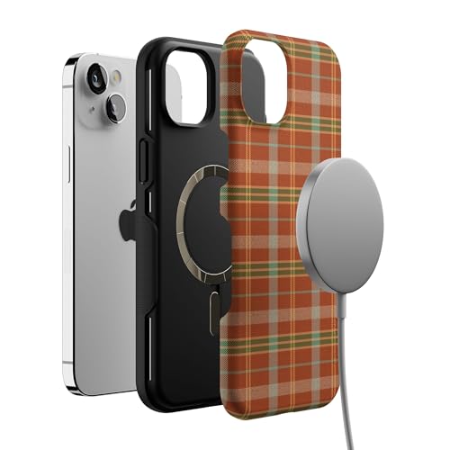 Casely iPhone 14 Plus Case | Spiced Chai | Fall Plaid | Bold Protective Design | MagSafe Compatible Design - color: Spiced Chai | Fall Plaid, size: Iphone 14 Plus