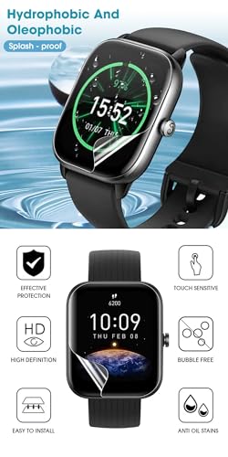 5Pcs Hydrogel Screen Protector for Amazfit Active 1.75" Smartwatch Soft HD Clear TPU Film Touch Sensitive, Self-Healing, Anti-Scratch, Ultra-Thin, Easy Installation