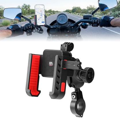 KEMIMOTO Motorcycle Phone Mount with Anti-Theft, Anti-Vibration Dampener
