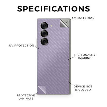 Carbon Fiber Phone Skin Compatible with Samsung Galaxy Z Fold 6 - Solid Lavender - Premium 3M Vinyl Protective Wrap Decal Cover - Easy to Apply | Crafted in The USA by MightySkins - color: Solid Lavender, style: Carbon Fiber Textured Finish