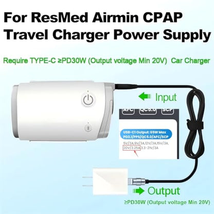 Simr USB C Power Cable for ResMed AirMini, Charging Cord Compatible with Power Banks, Car Chargers and Travel Adapter 5.25ft (1.6M), Black - size: Long