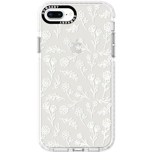 Dumkery Cute White Flowers Case Compatible with iPhone 7 Plus Case, Clear Floral iPhone 8 Plus Case with Aesthetic Pattern, Soft TPU Shockproof Bumper Cases Cover for Girls Women - size: iPhone 7 Plus/iPhone 8 Plus