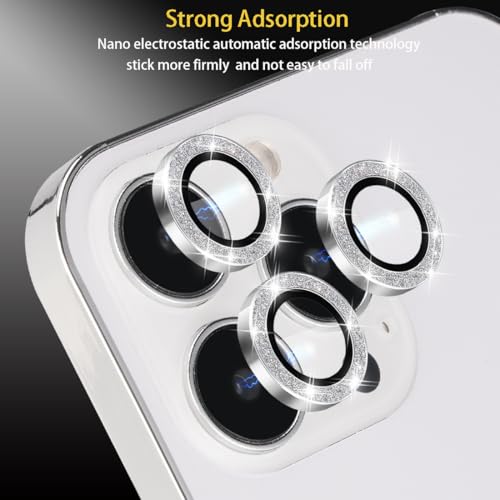 Camera Lens Protector for iPhone 16 Pro/16 Pro Max, Glitter Silver - color: Glitter Silver