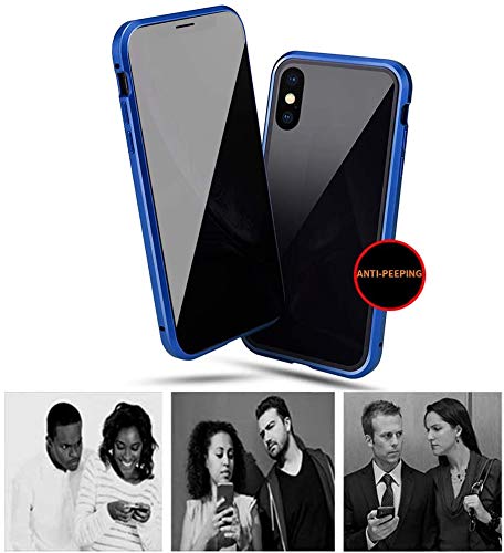 Magnetic Titanium for iPhone 14 Plus Privacy Screen Case Full Body Cover - color: Blue Titanium, size: iPhone 14 Plus