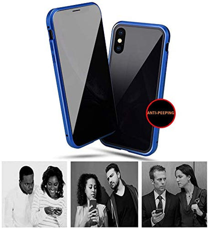 Magnetic Titanium for iPhone 14 Plus Privacy Screen Case Full Body Cover - color: Blue Titanium, size: iPhone 14 Plus