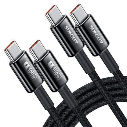SUNGUY 100W USB C Cable 6.6FT 2Pack, 5A USB C Cable with E-Marker Chip - size: 6.6FT