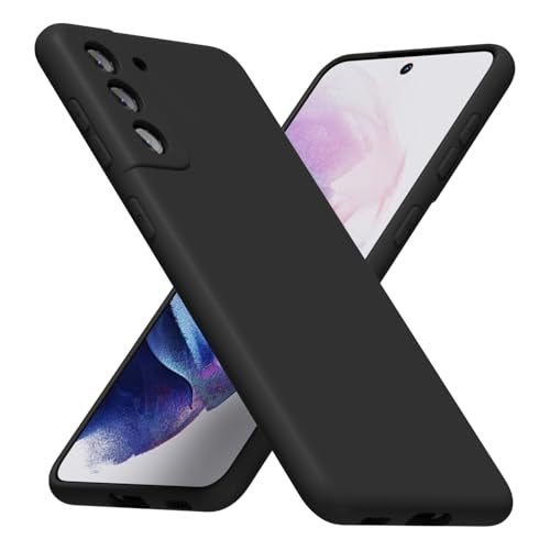 LoeoeL for Samsung Galaxy S21 Plus Phone Case Silicone, Minimalist Ultra Thin Slim Soft Rubber Gel Solid Color Matte TPU Cute Case for Women Men, Girly Plain Aesthetic Design & Camera Cover, Black - color: Black, size: S21 Plus