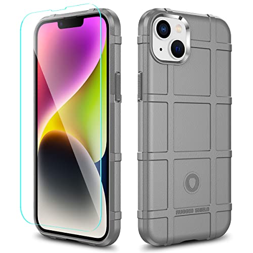 Rugged Shield 8ft Drop Proof TPU Thick Armor Tactical Protective Case Compatible with iPhone 14 Plus (6.7 inches) - Concrete Grey - color: Concrete Grey, size: iPhone 14 Plus