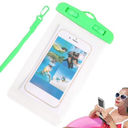 Waterproof Phone Pouch Touchscreen Transparent Phone Bag | Water Play Cellphone Bag for Beach Cruise Vacation Running Camping Swimming Cycling Kayak Diving Travel - color: Green