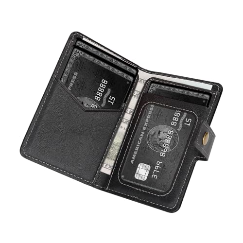Ultra-Thin Magnetic Wallet Card Holder, Black | For iPhone and All MagSafe Protective Cases, Premium PU Leather, Powerful Magnetic Closure, Stand Function, 6 Card Slots - color: Black