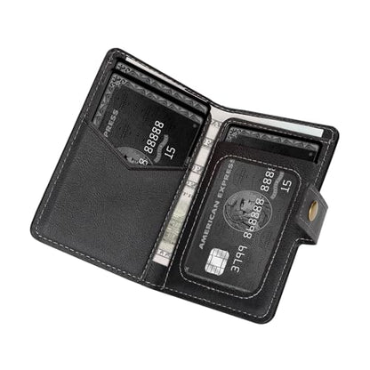 Ultra-Thin Magnetic Wallet Card Holder, Black | For iPhone and All MagSafe Protective Cases, Premium PU Leather, Powerful Magnetic Closure, Stand Function, 6 Card Slots - color: Black