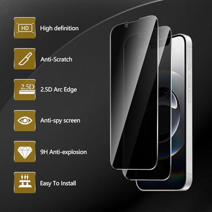 3 Pack Privacy Screen Protector for iPhone 16e / 17e, Anti Spy Tempered Glass 9H Hardness, Black Protector Anti Spy, Bubble Free, Anti-Scratch - size: iPhone 16e / 17e FK3