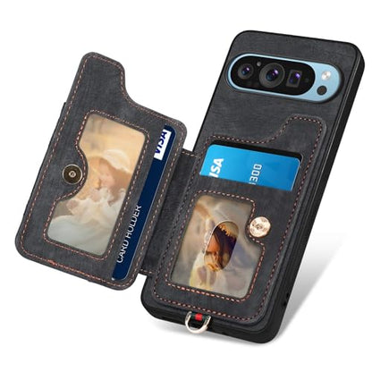 for Google Pixel 11 Pro XL Phone Case Wallet Card Holder,PU Leather Flip Folio Case,RFID Blocking Ring Holder Kickstand Wrist Strap Magnetic Protective Women Men Cover Black - color: Black, size: Pixel 11 Pro XL