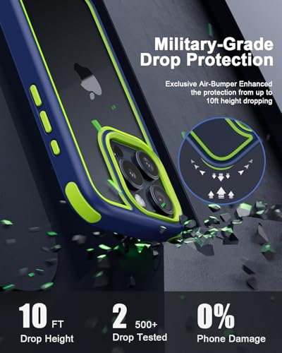 Mobnano Compatible with iPhone 15 Pro Max Case, with Multicolor Protective Shockproof Bumpers, Crystal Clear Back Not Yellowing Anti-Scratch Hard PC Back & Soft Silicone TPU Frame Cover - Blue/Green - color: Blue/Green, size: iPhone 15 Pro Max