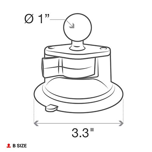 RAM MOUNTS Twist-Lock Suction Cup Base with B Size 1" Ball Mount - size: B Size 1" Ball